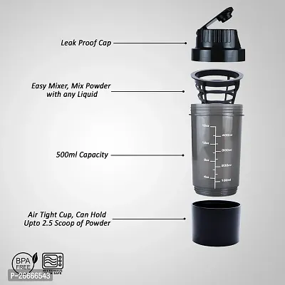 Cp Bigbasket BPA Free Gym Bottle with Supplement Storage Compartment 500 ml Shaker  (Pack of 1 )-thumb2