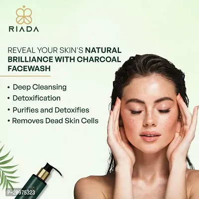 RIADA Charcoal Face Wash for Deep Cleansing, Detoxification, Dead Skin Removal | Refreshes, Rivitalizes the Face, Helps to Oil Control (All Skin Types)- 200ml-thumb2