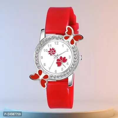 Stylish Red Rubber Analog Watches For Women-thumb0