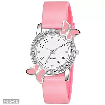 Stylish Pink Rubber Analog Watches For Women-thumb0