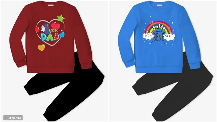 Stylish Multicoloured Cotton T-Shirts With Trousers For Kids Combo Of 2