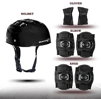 Benstar Skating Protective Kit Guard, Cycling safety Guard, Kids Protective Gear Black Knee Guard, Elbow Guard, Gloves Pair  Helmet-thumb1
