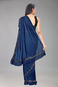 Classic Linen Blend Saree with Blouse piece For Women-thumb3