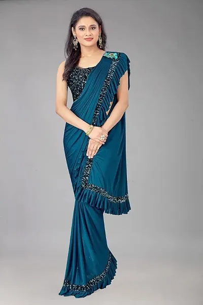 Womens Lycra Saree With Blouse