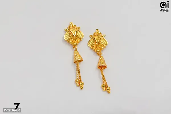 Golden Metal Garnet Jhumkas Earrings For Women