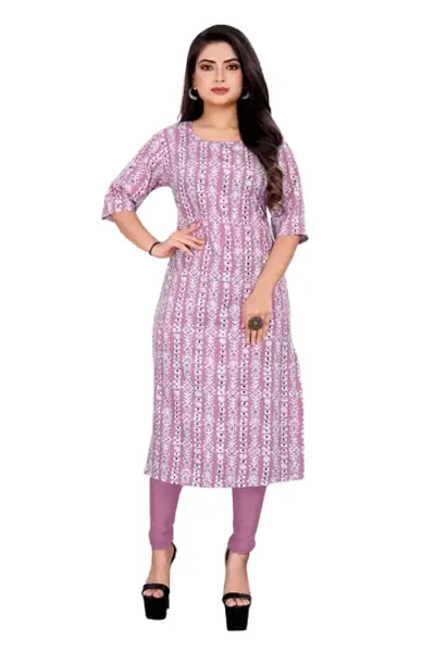 Stylish Crepe Printed Straight Kurti