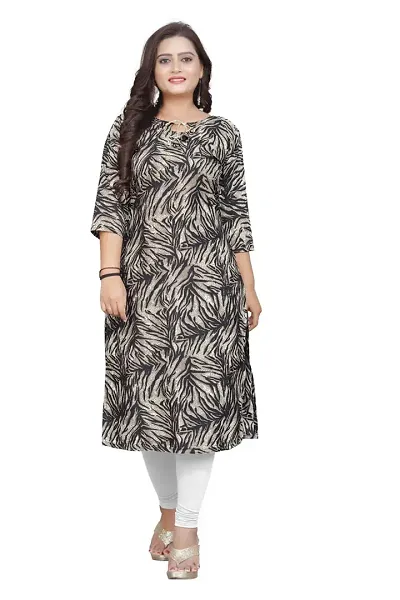 Stylish Crepe Printed Straight Kurti