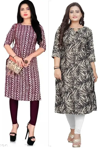 VJ Enterprise Elegant Stylish Crepe Kurtis pack of 2