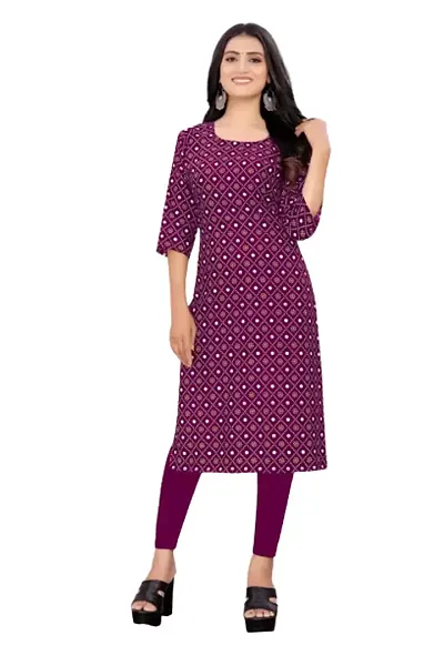 Stylish Crepe Printed Straight Kurti