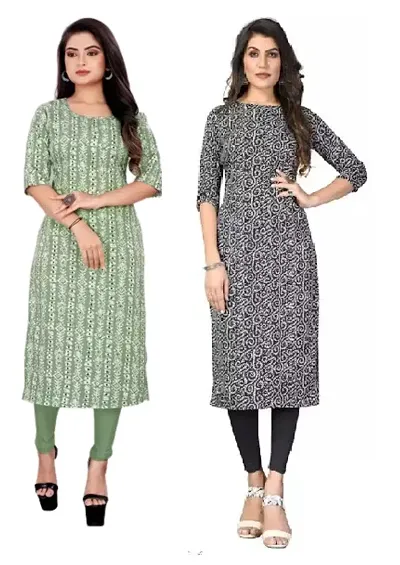 VJ Enterprise Elegant Stylish Crepe Kurtis pack of 2