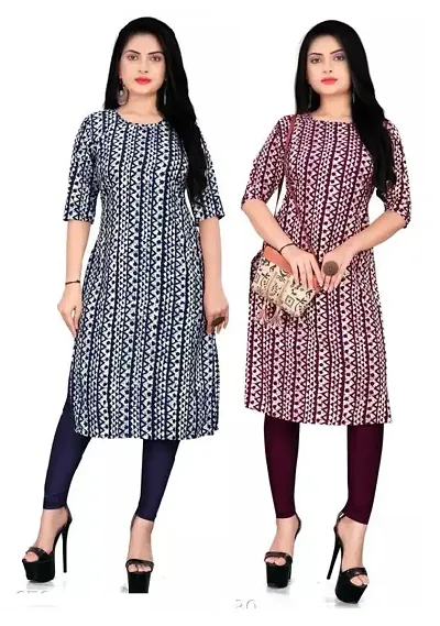 VJ Enterprise Elegant Stylish Crepe Kurtis pack of 2