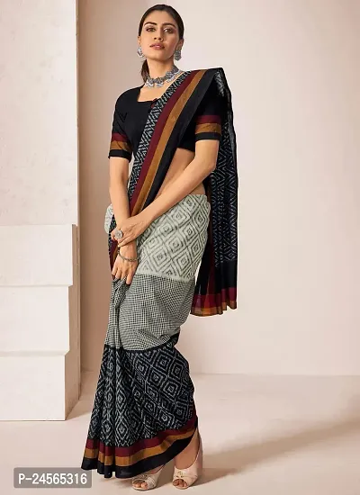 Beautiful Cotton Printed Daily Wear Saree with Blouse piece for Women-thumb2