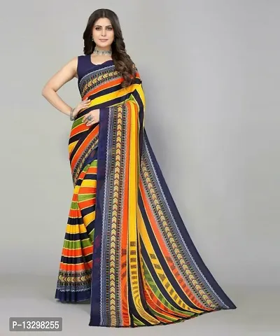 Stylish Silk Cotton Multicoloured Printed Saree With Blouse Piece