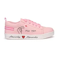 Shoetopia Authentic Synthetic Pink Sneakers For Women-thumb2
