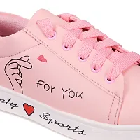 Shoetopia Authentic Synthetic Pink Sneakers For Women-thumb4