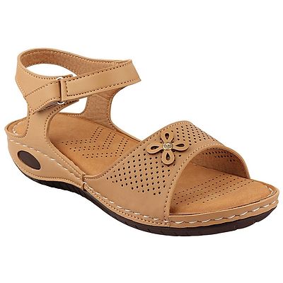 Stylish Tan Synthetic Solid Sandals Heels For Women