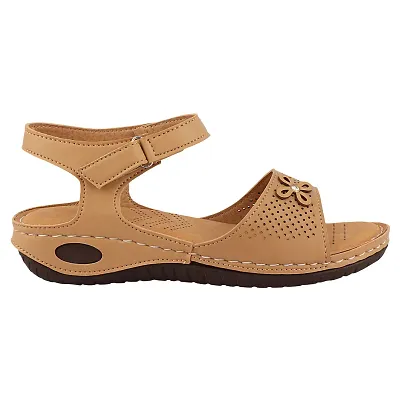 Stylish Tan Synthetic Solid Sandals Heels For Women