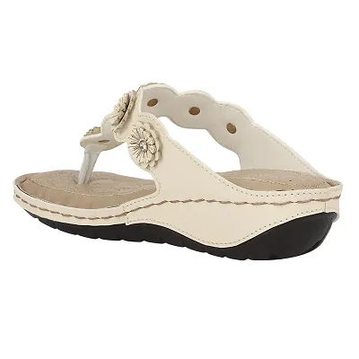 Stylish Off White Synthetic Solid Wedges Heels For Women
