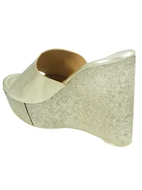 Stylish Golden Synthetic Leather Heels For Women-thumb2