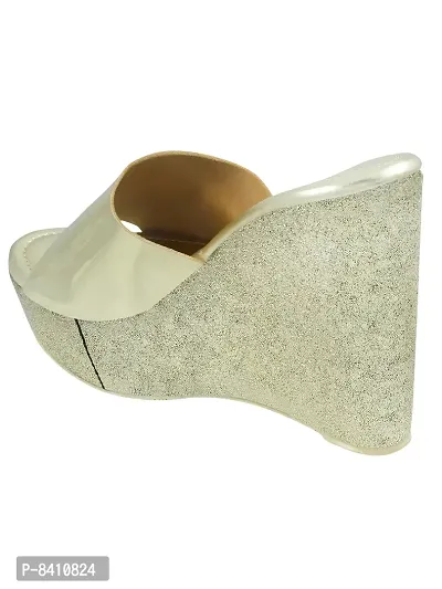 Stylish Golden Synthetic Leather Heels For Women-thumb3
