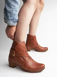 Trendy Stylish side buckle detailing Tan Boot For Women and Girls-thumb1