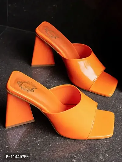Trendy Women Orange Heels-thumb4