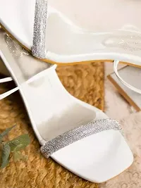 Stylish White Synthetic Embellished Heels For Women-thumb1