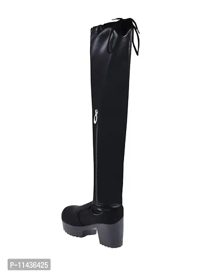 Trendy Stylish Knee-High Long  Black Boots-thumb2
