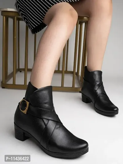 Trendy Stylish side buckle detailing Black Boot For Women and Girls-thumb3