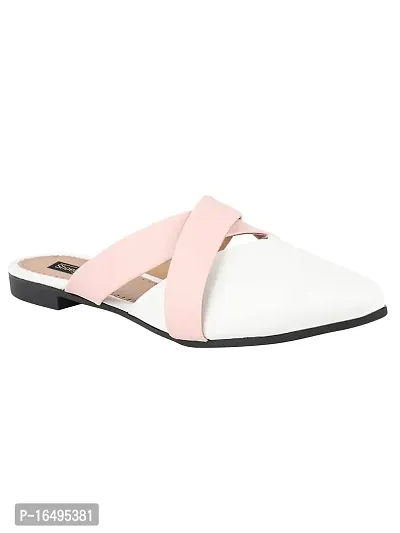 Shoetopia Women White Flats Mules Belly Sandals-thumb0