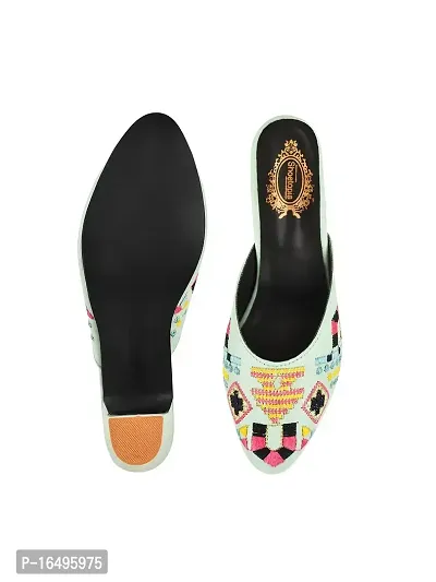 Shoetopia Embroidered Heeled Mules for Women  Girls-thumb5