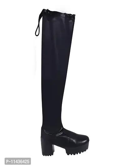 Trendy Stylish Knee-High Long  Black Boots-thumb3