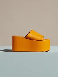 Trendy Fashionable Solid Yellow Platform Heels For Women And Heels-thumb1