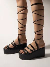 Trendy Retro Style Black Platform Heels For Women And Girls-thumb1
