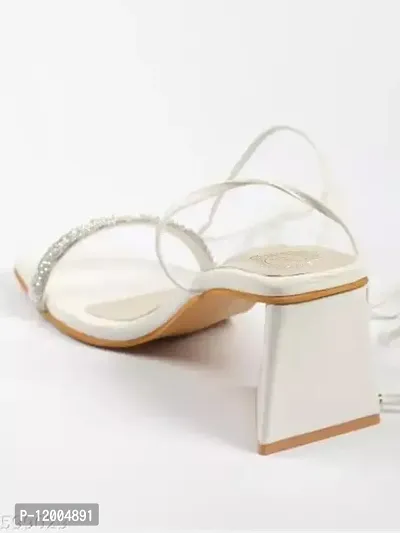 Stylish White Synthetic Embellished Heels For Women-thumb3