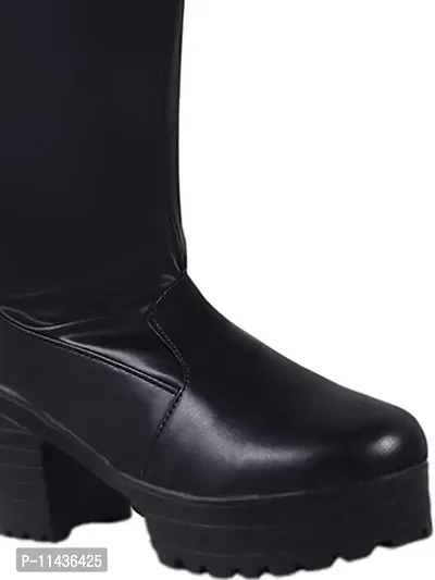 Trendy Stylish Knee-High Long  Black Boots-thumb5