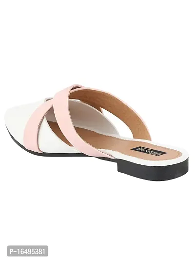 Shoetopia Women White Flats Mules Belly Sandals-thumb2