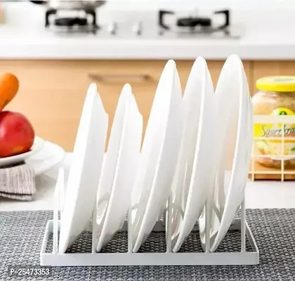 Stainless Steel White 5 Tiers Plate Stand, Plate Holder, Dish Rack, Pot Lid Holder Perfect For Your Home And Kitchen