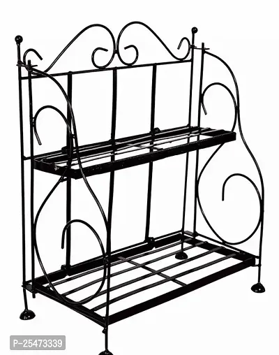 Stainless Steel Foldable Small Rack Shelf, Kitchen Storage Shelf, Table Top, Spice Rack, Bathroom Stand 11Inch Black Easy To Carry Everywhere-thumb0