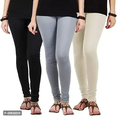 Buy Classic Cotton Blend Solid Leggings for Women, Pack of 3