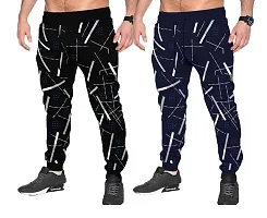 Printed Track Pant For Men Pack of 2 (XXL, Black,Navy)-thumb2