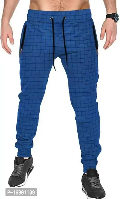 Checked Track Pant (XL, Blue)