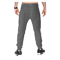 Manohunt Checked Track Pant (L, Grey, Blue)-thumb1