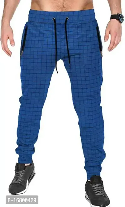 Checked Track Pant (M, Blue)