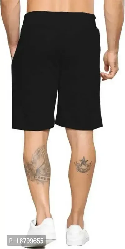 MONOHUNT Unisex Black Color Regular fit Shorts-thumb2