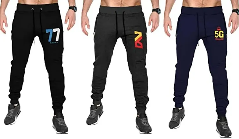 Fancy Cotton Track Pants For Men Pack Of 3