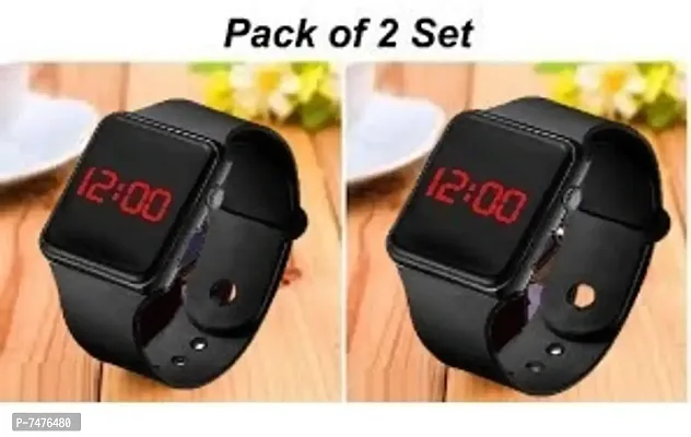 pack of 2 waterproof Led Smart watch square Led Watch for unisex boys and girls smart band led band band New stylish watch-thumb0