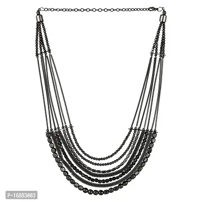 Sanverse Antique Ethnic Oxidised Metal Alloy/Brass Multi Layered Chokar Necklace (IMN005-V1)