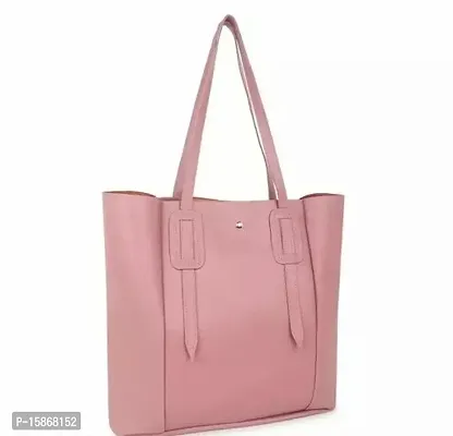 Stylish Pink Artificial Leather Handbag For Women