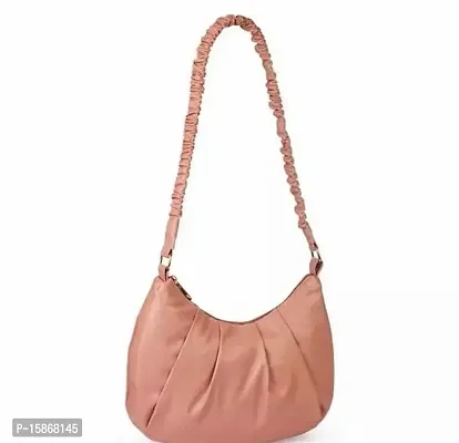 Stylish Peach Artificial Leather Handbag For Women